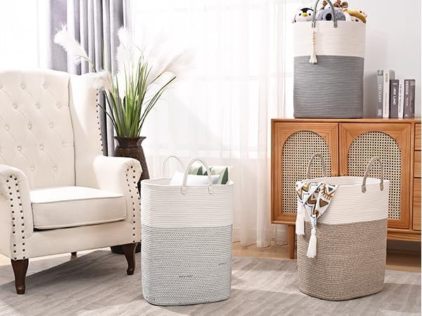 Woven Laundry Basket for Clothes, 100 L Large Rectangle Laundry Hampers - Image 6