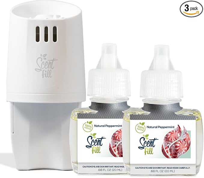 Scent Fill 100% Natural Peppermint Plug in Air Freshener, Scented Oil Refills by ScentFill