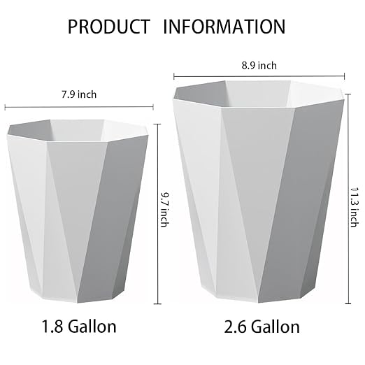 Small Bathroom Trash Can 2 Pack Garbage Can 1.8 Gallon Waste Basket - Image 4