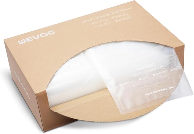 Wevac 6''x10'' and 8''x12'' 300 Count, Vacuum Sealer Bags Keeper, PreCut Bags by Wevac