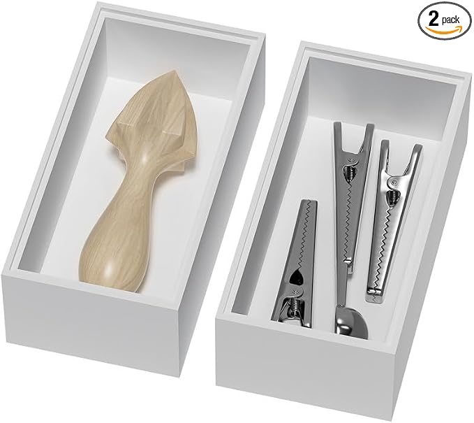 Bamboo Drawer Organizer, Small Silverware Organizer by Lixple
