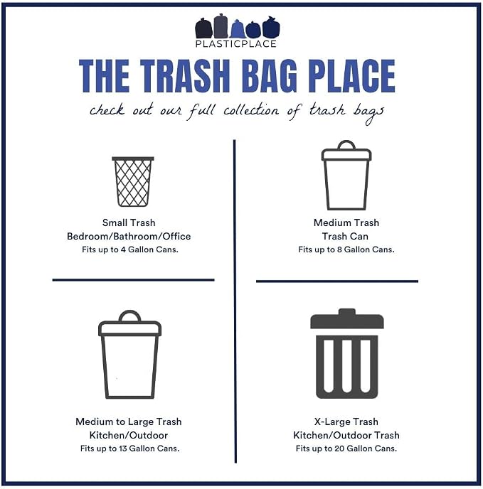 Plasticplace 12-16 Gallon Trash Bags │ 8 Microns │ Black High Density Liners │ - Image 6