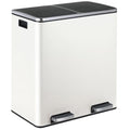 16 Gallon Rectangular Stainless Steel Trash Can, Dual Compartment Garbage Bin by ComfyCorner