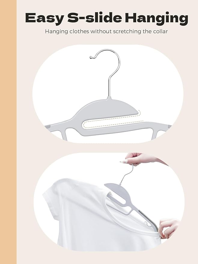 HOUSE DAY Grey Plastic Hangers 30 Pack, Slim Space Saving, Non Slip Clothes - Image 5