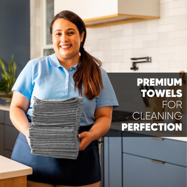 MW Pro Microfiber Cleaning Cloth | Gray | 36 Pack | 16” x 16” | All Purpose - Image 3