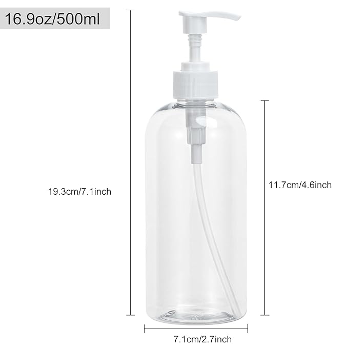 Yebeauty Plastic Pump Bottle, 4 Pack 17oz/500ml Stylish Shampoo Bottles - Image 2