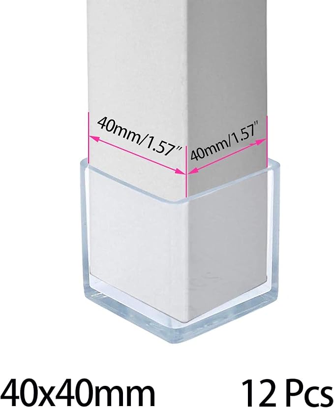 12 Pcs Transparent Square Anti-Slip Rubber Leg Tips Chair Leg Caps Furniture - Image 2