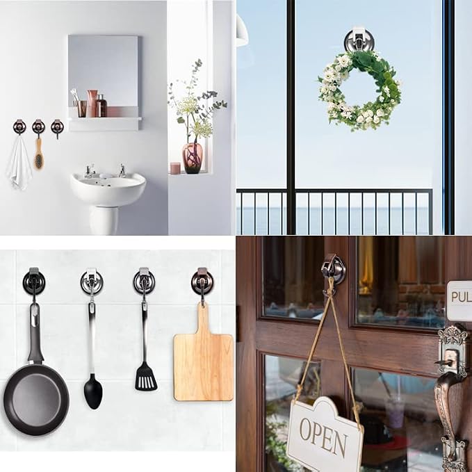 Suction Cup Hooks for Shower, Glass Door, Tile – Loofah, Bath Robe Hook Holder - Image 3