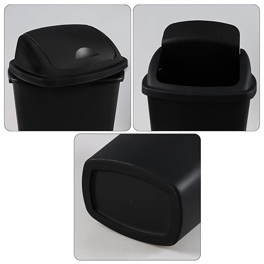 6 Gallon Swing Top Trash Can Outdoor and Indoor Recycle Bin, Plastic Garbage Can - Image 3