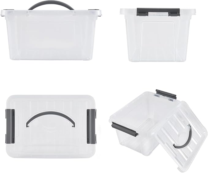 6 Quart Plastic Stackable Storage Latch Bins - Image 4