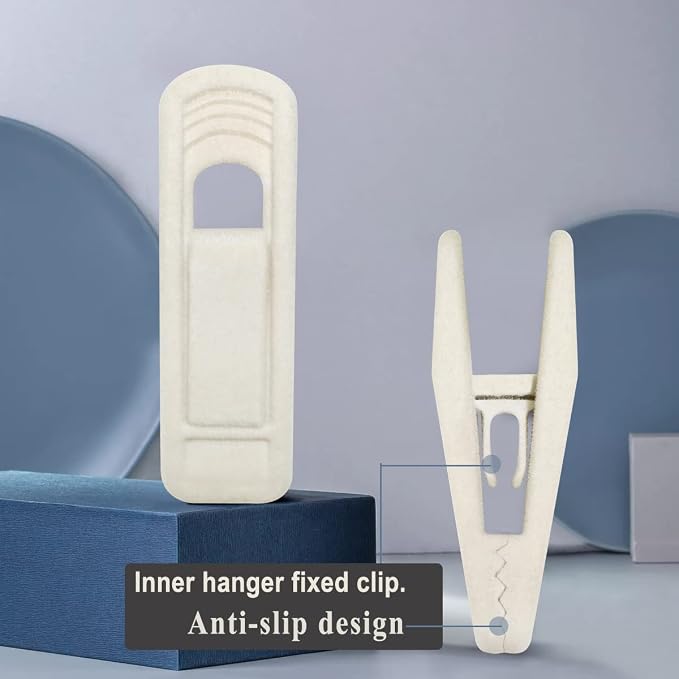 Beige Velvet Hangers Clips, Non-Slip Strong Velvet Clips - Image 2
