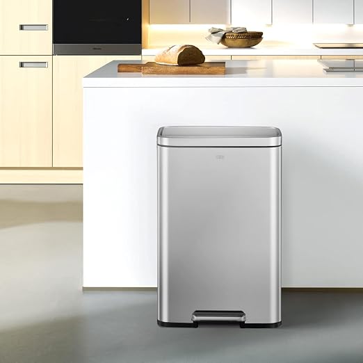 EKO Madison Matte Stainless 50 Liter/13.2 Gallon Step Trash Can w/Inner Liner - Image 7