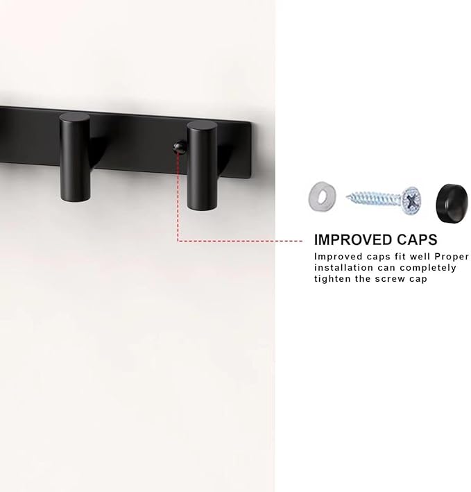 PMMASTO Coat Rack Wall Mounted, 5 "T Shaped Wall Hooks - Image 7