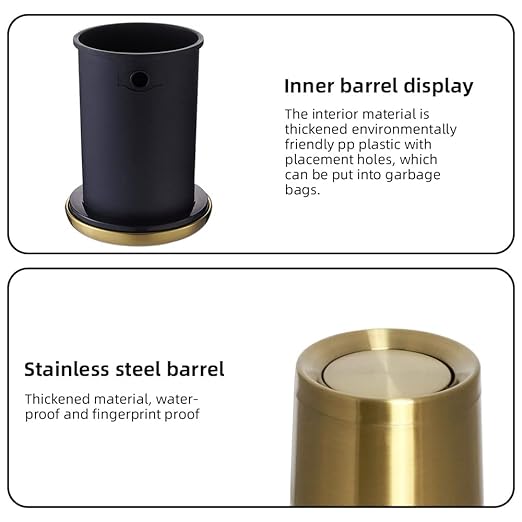 10 L/3 Gallen, Brushed Stainless Steel Garbage Can - Image 4