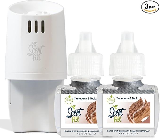 Scent Fill Mahogany Teak Plug in Air Freshener, Scented Oil Refills, 2 Refills by ScentFill