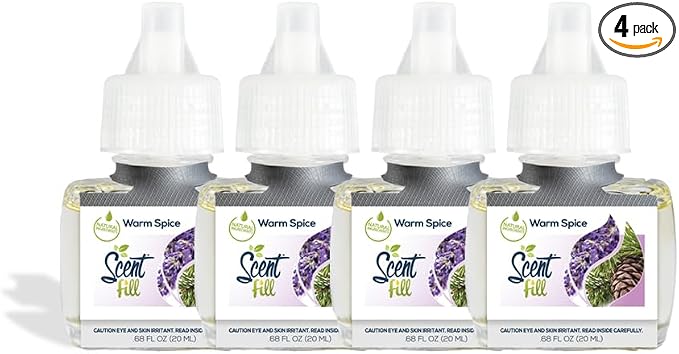 Scent Fill Warm Spice Plug in Air Freshener, 4 Scented Oil Refills by ScentFill