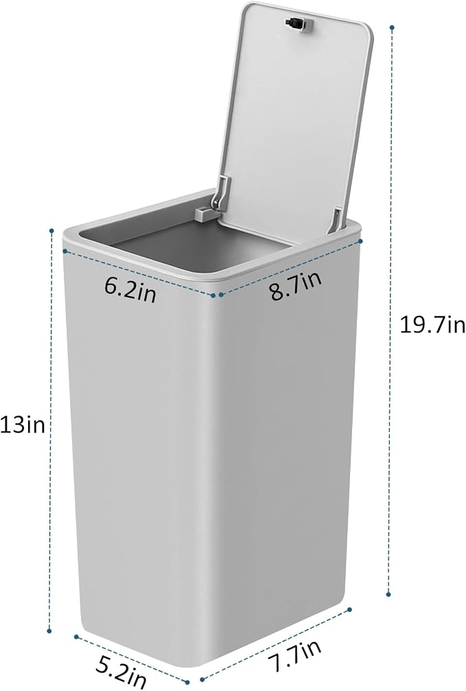 TIPGO Bathroom Trash Can with Lid, 10 Liter/ 2.6 Gallon Slim Garbage Can - Image 7