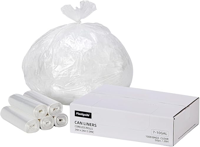 7-10 Gallon Clear Trash Can Liners, Wholesale 1000 Count, High Density Garbage - Image 8