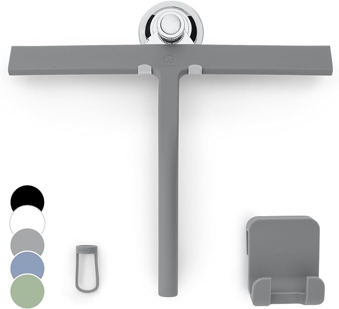 GÜTEWERK Shower Squeegee for Glass Doors, Silicone Window Squeegee, Bathroom by G%C3%9CTEWERK