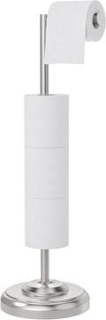 Toilet Paper Holder Stand with Storage – 4 Extra Rolls –Brushed Nickel Toilet by WZKALY