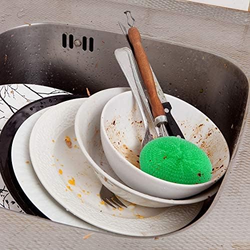 Blulu Plastic Dish Scrubbers for Dishes Pot Round Nylon Pad, Mesh Scouring Non - Image 3