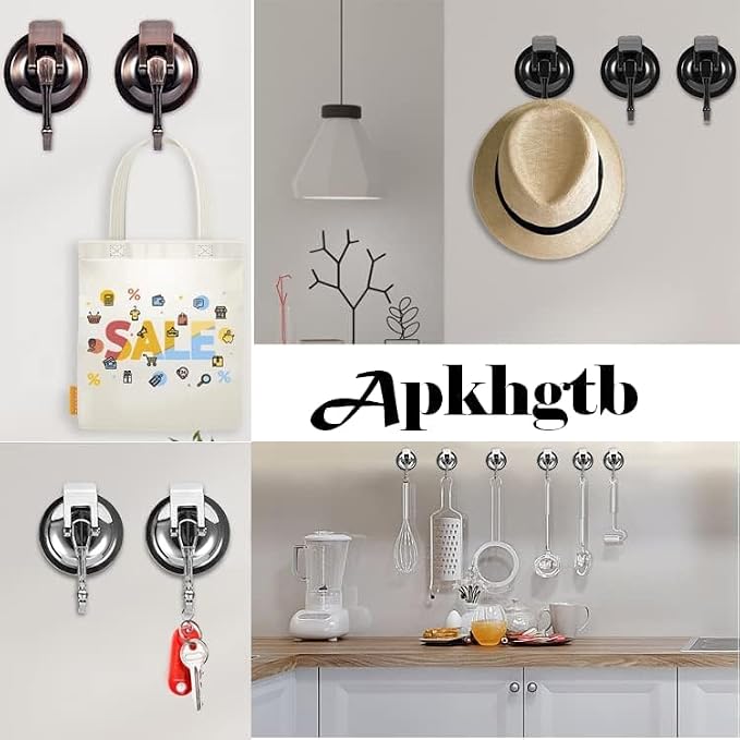 Suction Cup Hooks for Shower, 4 Pack, Glass Door, Tile – Loofah, Bath Robe Hook - Image 3