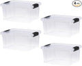 Superio Storage Bins with Lids- 4 Pack, 6.6 Qt Clear Boxes by Superio