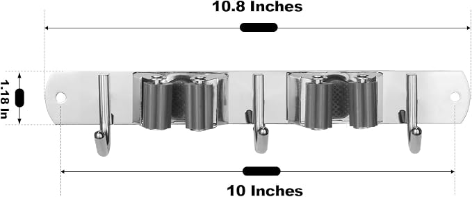 voze 2 Racks and 3 Hooks Mop and Broom Holder Wall Mount, Self Adhesive Heavy - Image 7