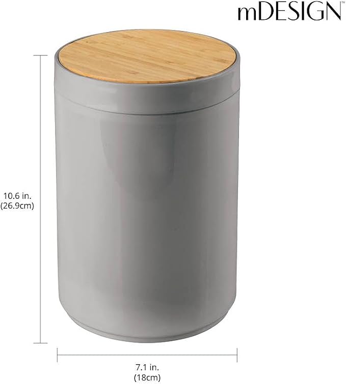 mDesign Plastic Round Trash Can Small Wastebasket - Image 4