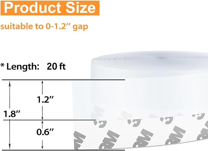 20 Ft Door Weather Stripping Door Seal Strip Tape, Silicone Door Draft Stopper - Image 2