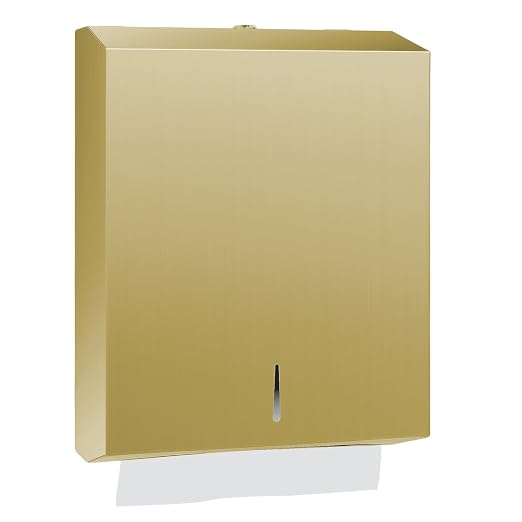 Paper Towel Dispenser Wall Mount, Brushed Gold Stainless Steel Commercial Paper by Stardrix