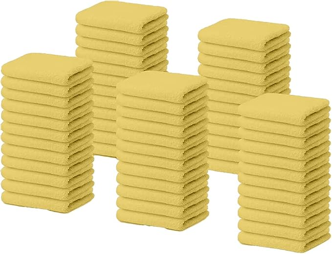 Cotton Terry Towel Rags Yellow 14x17|Pack of 60|Super Absorbent|Quick Dry by TOALLA