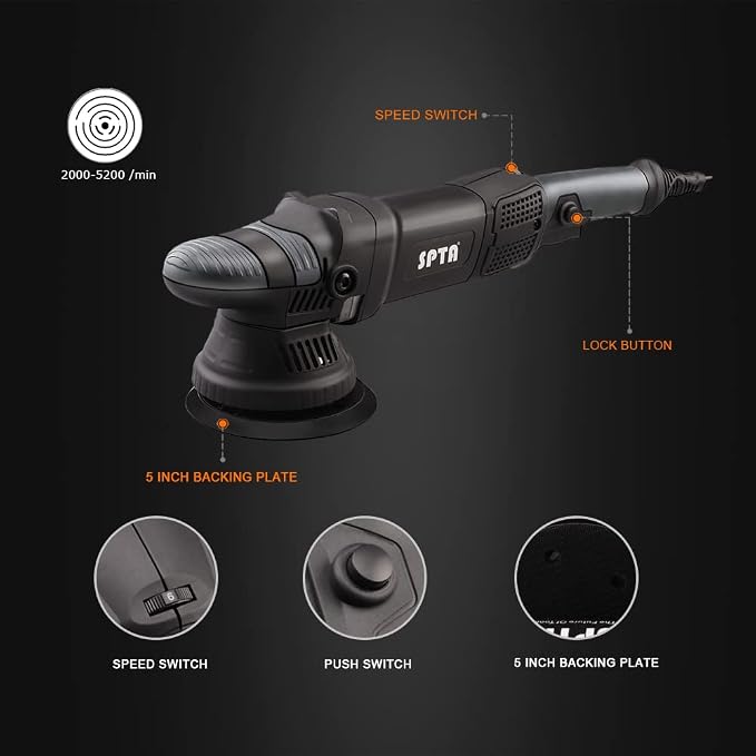 Buffer Polisher, SPTA 5-Inch 125mm Dual Action Random Orbital Car Polisher - Image 3