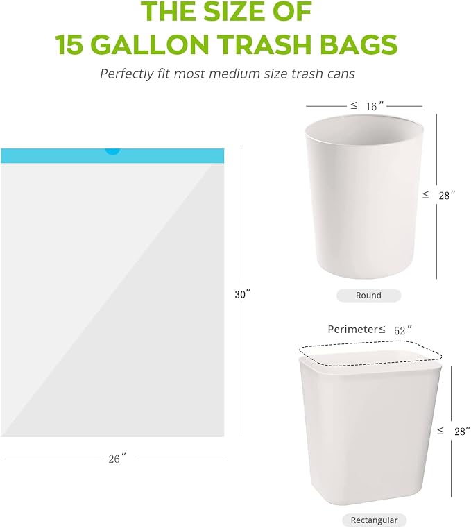 15 Gallon white drawstring trash bags, No tear open large floral scent garbage - Image 6