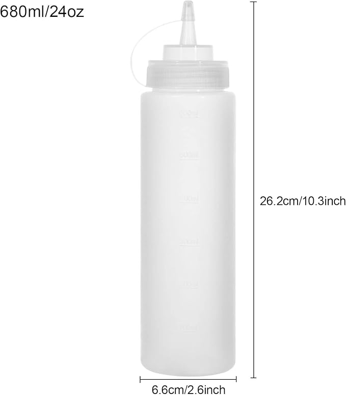 Condiment Squeeze Bottles Ketchup Dispenser 2PCS 24 oz Plastic Sauce Squirt - Image 2