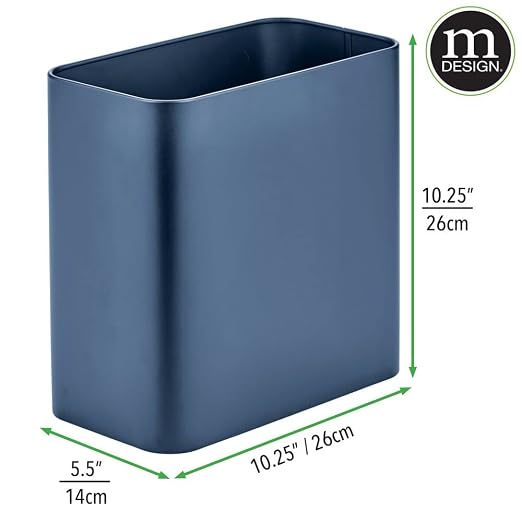 mDesign Small Metal 2.4 Gallon/9 Liter Trash Can Wastebasket Garbage Bin - Image 3
