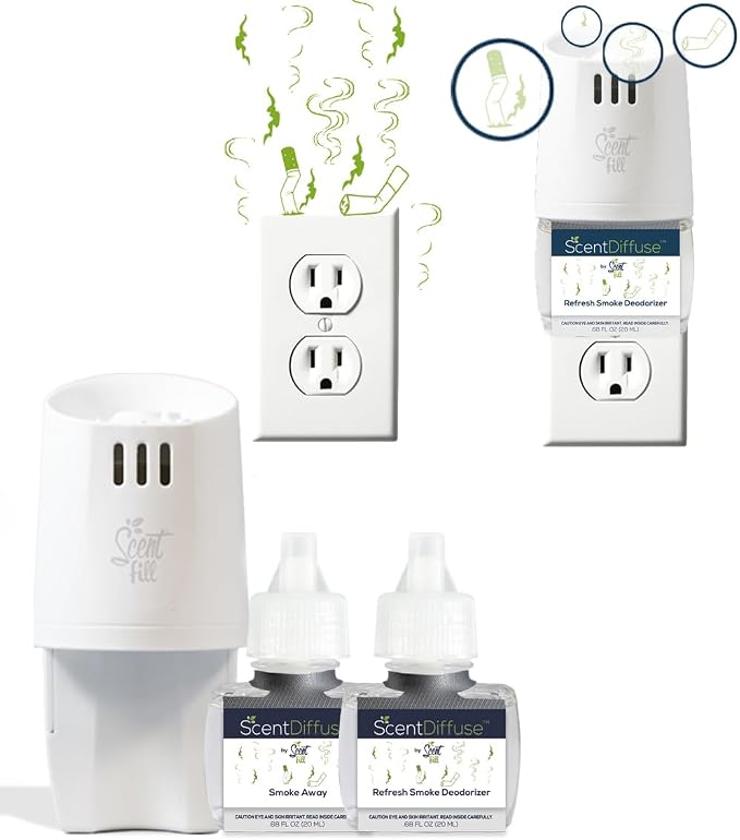 ScentDiffuse Smoke Odor Deodorizing Air Freshener Starter Kit, 2 Refills + - Image 2