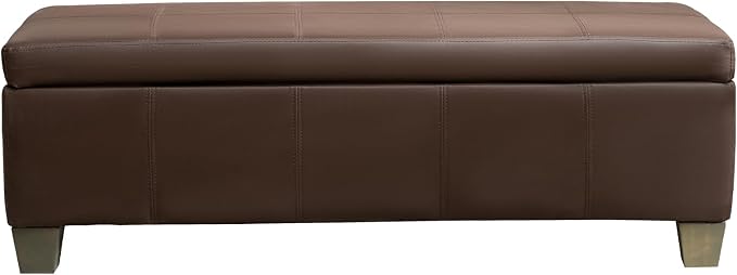 51 Inch Brown Faux Leather Ottoman by UDAX