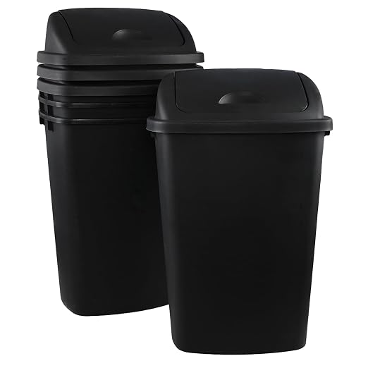 4-Pack 13 Gallon Plastic Swing Top Trash Can, Lidded Wastebasket Garbage Can by Parlynies