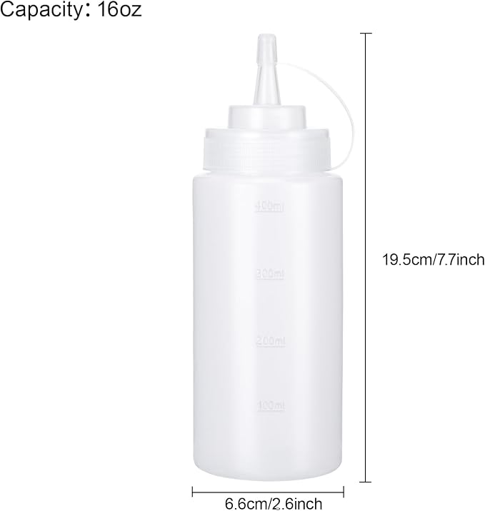 Condiment Squeeze Bottles Ketchup Dispenser, 6 Pack 16oz Squeeze Bottles - Image 2