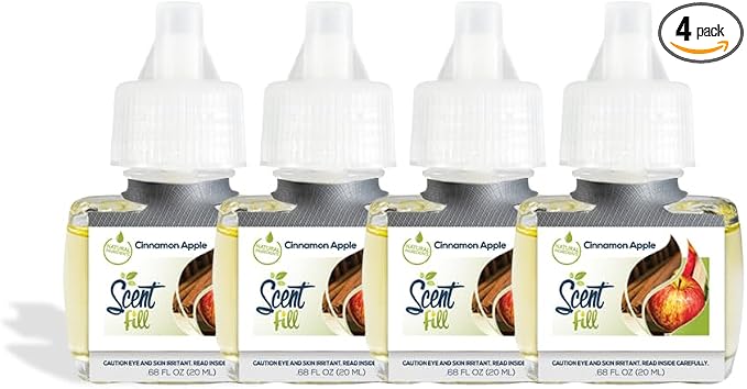 Scent Fill Cinnamon Apple Plug in Air Freshener, 4 Scented Oil Refills by ScentFill