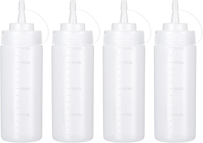 Condiment Squeeze Bottles Ketchup Dispenser, 4 Pack 12oz Squeeze Bottles by Katfort