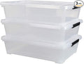 3-Pack Plastic Under Bed Storage Box Container, 40 Quart Clear Stackable by Hommp