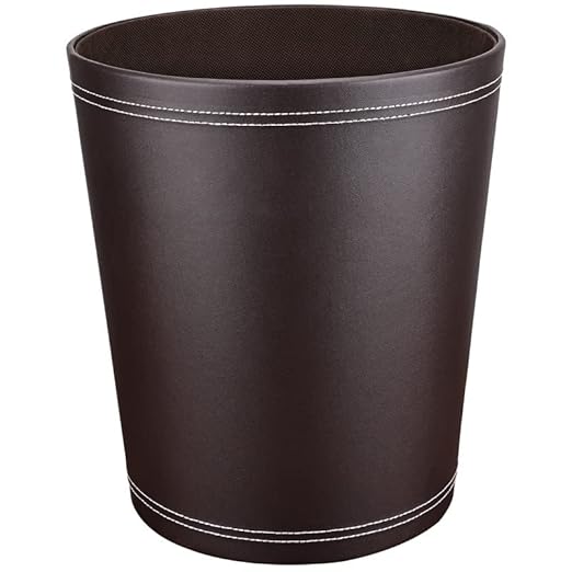 Pu Leather Trash Can for Bedroom, 2.6 Gallon Wastebasket for Office, Small by GORESE