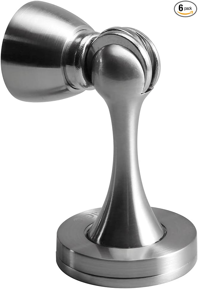 YAGU Silver Door Stopper 6 Pack Magnetic Door Stops Zinc Alloy Brushed Nickel by YAGU