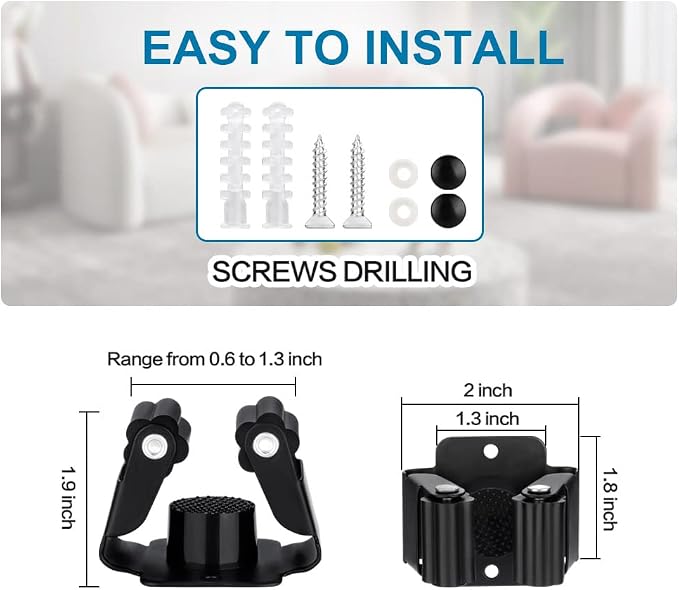 9PCS Broom and Mop Holder, Heavy Duty Garden Tool Organizer Rack Rake and - Image 2