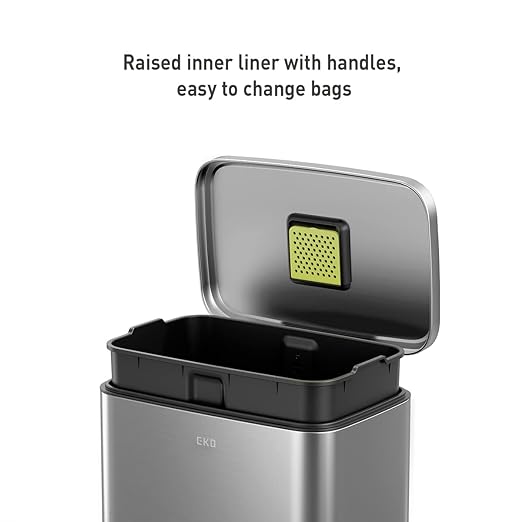 EKO Madison Matte Stainless 50 Liter/13.2 Gallon Step Trash Can w/Inner Liner - Image 2