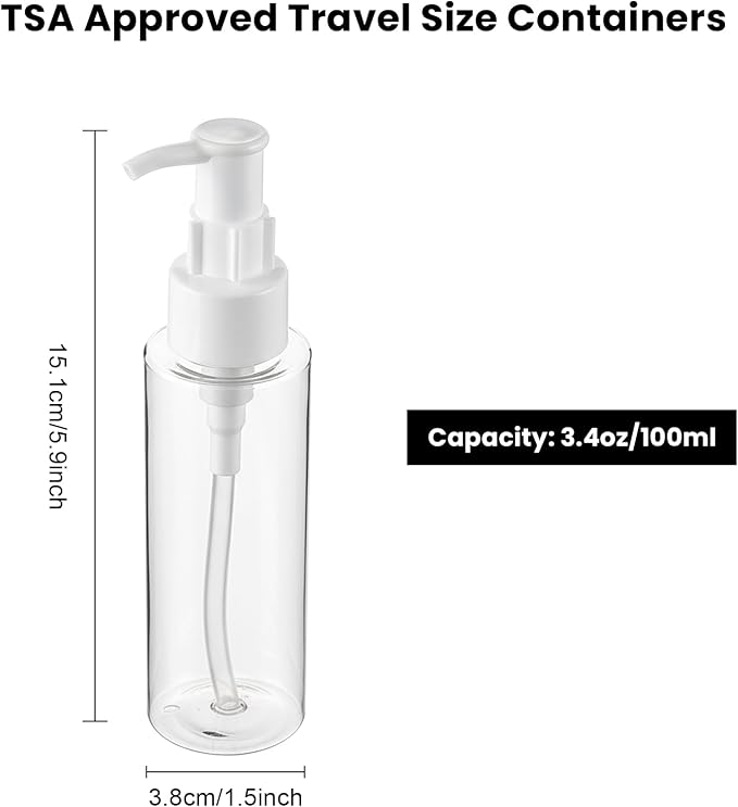 10 Pack 3.4 Oz/100ml Travel Pump Bottle TSA Approved Empty Plastic Pump Bottles - Image 2