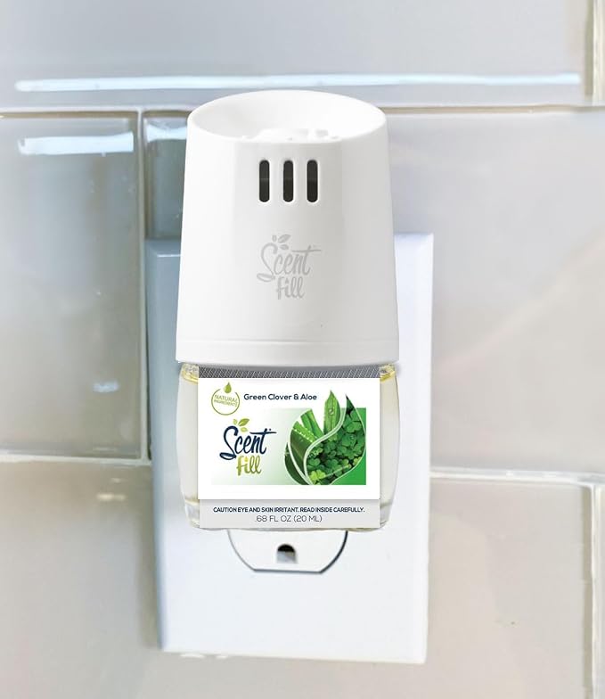 Scent Fill Green Clover & Aloe Plug in Air Freshener, 4 Scented Oil Refills - Image 2