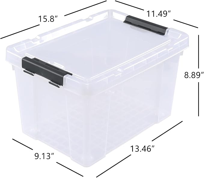 4 Pack 22 L Clear Plastic Storage Box - Image 2